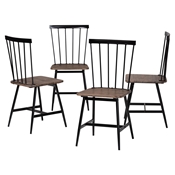 Baxton Studio Cardinal Industrial Dark Brown Wood and Metal 4-Piece Dining Chair Set